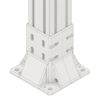 33-9090-1 MODULAR SOLUTIONS FOOT<br>90MM X 90MM (4) SIDED FOOR W/12MM FLOOR ANCHOR HOLES